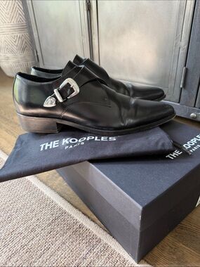 The Kooples Men’s Black Leather Monk Strap Shoes
